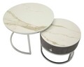 Set 2 masute de cafea Greys, Mauro Ferretti, 70x45 cm, 50x40 cm, lemn de pin/MDF/metal, gri/argintiu