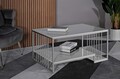 Masuta de cafea Kayseri, Mauro Ferretti, 90x45x60 cm, fier/marmura, argintiu/alb