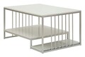 Masuta de cafea Kayseri, Mauro Ferretti, 90x45x60 cm, fier/marmura, argintiu/alb