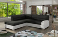 Coltar extensibil stanga 4 locuri ELTAP, BR10, Bergen, 247x214x83 cm, lemn/poliester, negru/alb