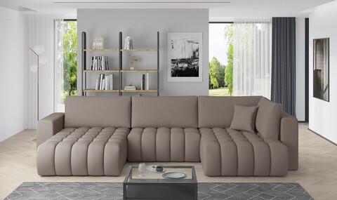 Coltar extensibil stanga 6 locuri ELTAP, LT-07SA, Bonito, 350x175x92 cm, lemn/poliester, bej