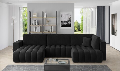 Coltar extensibil stanga 6 locuri ELTAP, LT-10VE, Bonito, 350x175x92 cm, lemn/poliester, negru