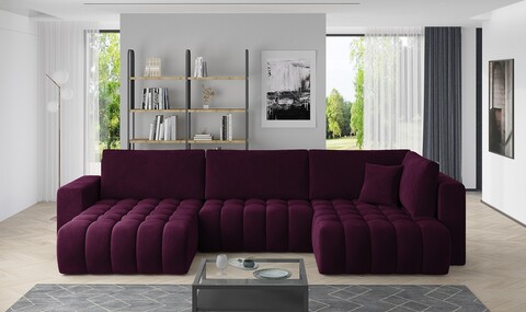 Coltar extensibil stanga 6 locuri ELTAP, LT-25VE, Bonito, 350x175x92 cm, lemn/poliester, violet inchis