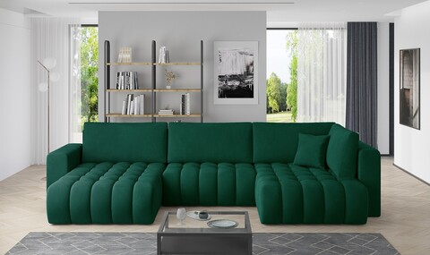 Coltar extensibil stanga 6 locuri ELTAP, LT-35NU, Bonito, 350x175x92 cm, lemn/poliester, verde inchis