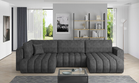 Coltar extensibil dreapta 6 locuri ELTAP, RT-05LE, Bonito, 350x175x92 cm, lemn/poliester, gri inchis