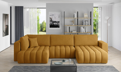 Coltar extensibil dreapta 6 locuri ELTAP, RT-45NU, Bonito, 350x175x92 cm, lemn/poliester, mustar