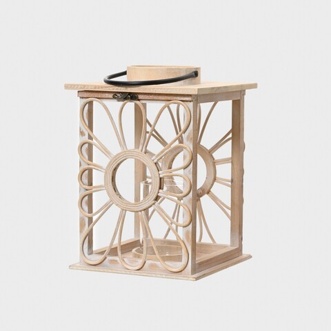 Felinar Trilium, Homla, 32.5 cm, lemn/metal, natur