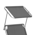 Sezlong pliabil cu parasolar, Songmics, 55x193x31 cm, max 150 kg, aluminiu/tesatura sintetica, gri