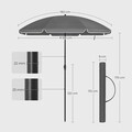 Umbrela pentru terasa, gradina, plaja, Songmics, D160 cm,  protectie solara UPF 50+, gri
