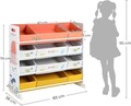 Organizator jucarii / mobilier camera copilului, Songmics, cu 12 cutii textile, 83x38x78 cm, MDF, multicolor