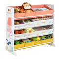 Organizator jucarii / mobilier camera copilului, Songmics, cu 12 cutii textile, 83x38x78 cm, MDF, multicolor