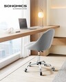 Scaun de birou, Homeoffice, Songmics, 60x60x90 cm, max 110 kg, otel/bumbac/in, gri