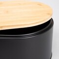 Cutie depozitare paine Parma Large, Homla, 44x21x12 cm, metal/bambus, negru/natur