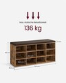 Bancheta cu pantofar Vasagle, 12 compartimente, 104x30.3x48 cm, max 136 kg, PAL, maro rustic
