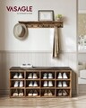 Bancheta cu pantofar Vasagle, 12 compartimente, 104x30.3x48 cm, max 136 kg, PAL, maro rustic
