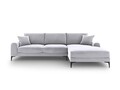 Coltar dreapta, Madara, Mazzini Sofas, 5 locuri, black legs, 254x182x90 cm, catifea, argintiu