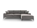 Coltar dreapta, Madara, Mazzini Sofas, 5 locuri, black legs, 254x182x90 cm, catifea, gri deschis