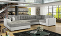 Coltar extensibil stanga 5 locuri ELTAP, Damario, 338x189x78 cm, lemn/poliester, gri/alb