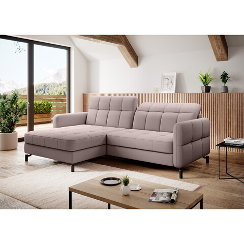 Coltar extensibil stanga 3 locuri ELTAP, Lore-104, Lorelle, 225x160x105 cm, lemn/poliester, roz deschis
