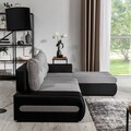 Coltar extensibil dreapta 4 locuri ELTAP, Ov24, Ottavio, 275x180x85 cm, lemn/poliester, gri deschis/alb