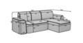 Coltar stanga 4 locuri ELTAP, Ume, 287x190x88 cm, lemn/poliester, gri deschis/gri inchis