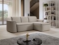 Coltar dreapta 4 locuri ELTAP, Ume, 287x190x88 cm, lemn/poliester, bej/maro inchis