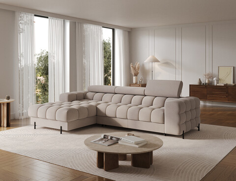 Coltar extensibil stanga 3 locuri ELTAP, LT-18SO, Felro, 285x181x93 cm, lemn/poliester, bej