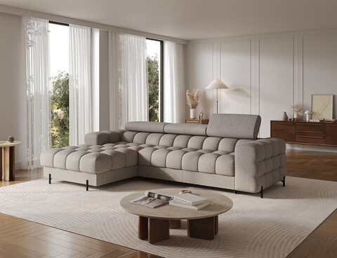 Coltar extensibil stanga 3 locuri ELTAP, LT-20ROY, Felro, 285x181x93 cm, lemn/poliester, bej