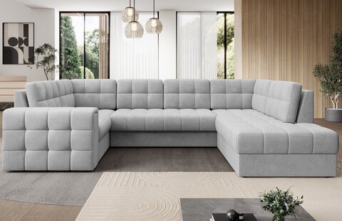 Coltar extensibil dreapta 5 locuri ELTAP, RT-84MO, Blewett, 299x198x82 cm, lemn/poliester, gri deschis