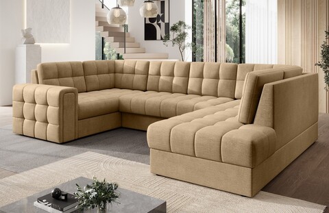 Coltar extensibil dreapta 5 locuri ELTAP, RT-09MO, Blewett, 299x198x82 cm, lemn/poliester, maro deschis