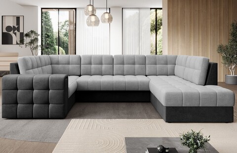 Coltar extensibil dreapta 5 locuri ELTAP, RT-84MO-97MO, Blewett, 299x198x82 cm, lemn/poliester, gri deschis/gri inchis