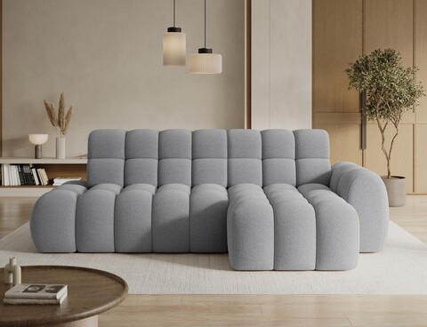 Coltar extensibil dreapta 3 locuri ELTAP, Ceedro, 283x165x98 cm, lemn/poliester, gri deschis