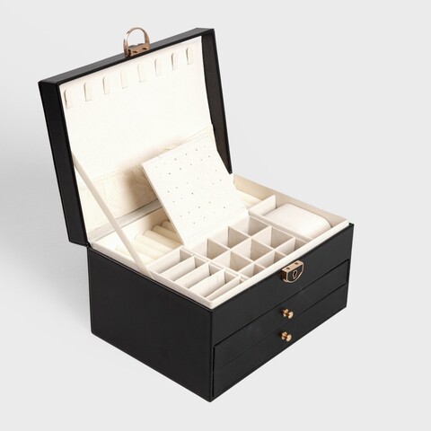 Cutie pentru bijuterii Virello, Homla, 23x17x13.5 cm, poliuretan, negru