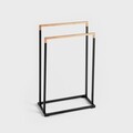 Suport pentru prosoape Coper, Homla, 45x21x76 cm, metal/bambus, negru/natur
