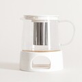 Ceainic cu filtru Milbo, Homla, 16x19 cm, 1 L, sticla borosilicata, alb/transparent