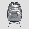 Fotoliu pentru gradina/terasa Paraiso, Homla, 85x67x144 cm, metal/ratan/poliester, negru/gri