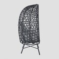 Fotoliu pentru gradina/terasa Paraiso, Homla, 85x67x144 cm, metal/ratan/poliester, negru/gri