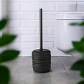Perie pentru toaleta cu suport Illana, Wenko, 8.5x38.5 cm, ceramica/silicon/inox, negru