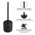 Perie pentru toaleta cu suport Illana, Wenko, 8.5x38.5 cm, ceramica/silicon/inox, negru
