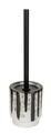 Perie pentru toaleta cu suport Subiza, Wenko, 11x39 cm, ceramica/inox, alb/negru