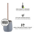 Perie pentru toaleta cu suport Sirmione, Wenko, 10.5x40 cm, ceramica/inox, gri