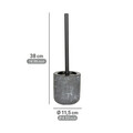 Perie pentru toaleta cu suport Sacile, Wenko, 11.5x38 cm, ceramica/inox, gri/negru