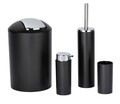 Set de baie 4 piese Calvo, Wenko, ABS/metal, negru/argintiu