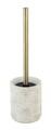 Perie pentru toaleta cu suport Montalfano, Wenko, 10x37 cm, poliresina, alb/auriu