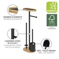 Suport pentru hartie igienica si perie toaleta Pomarolo, Wenko, 25x17x70.5 cm, bambus/otel, natur/negru