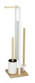Suport pentru hartie igienica si perie toaleta Rivalta, Wenko, 23x18x70 cm, bambus/sticla temperata, natur/alb