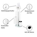 Suport pentru hartie igienica si perie toaleta Ravina, Wenko, 20x70 cm, inox/sticla temperata, alb