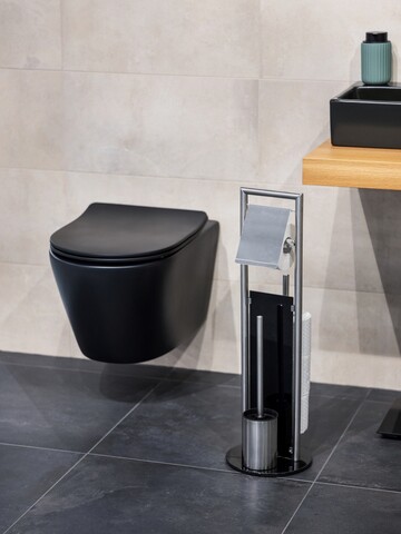 Suport pentru hartie igienica si perie toaleta Ravina, Wenko, 20x70 cm, inox, argintiu mat