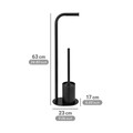 Suport pentru hartie igienica si perie toaleta Levante, Wenko, 23x17x63 cm, inox, negru
