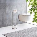 Suport pentru hartie igienica si perie toaleta Levante, Wenko, 23x17x63 cm, inox, argintiu lucios